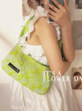 Fleurs absurdes 原创蝴蝶结腋下包女小众甜美时尚碎花单肩手提包