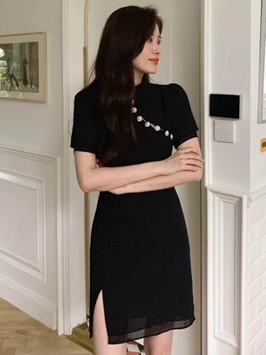 Ципао, юбка, летняя ретро летняя одежда, платье, 2026 года, французский ретро стиль, в стиле Шанель