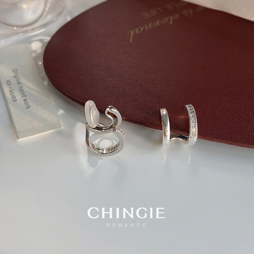 青芥无痛耳夹超A双圈耳饰