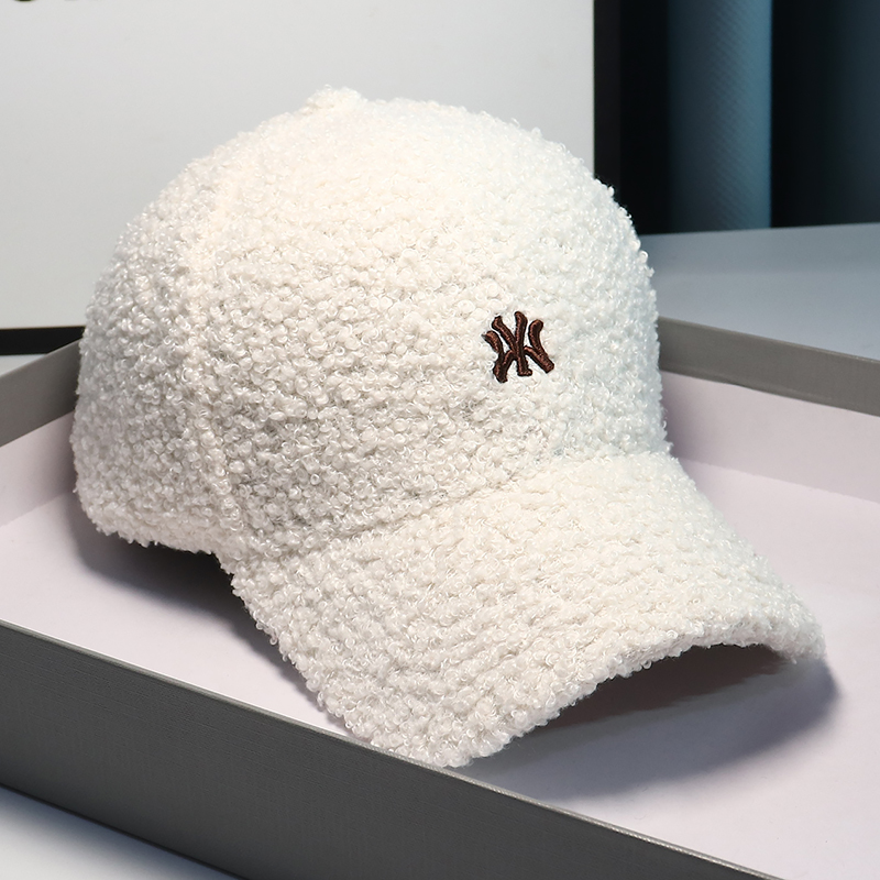 2025新款韩版羊羔毛鸭舌帽子女士潮流百搭大头围显脸小秋冬保暖帽