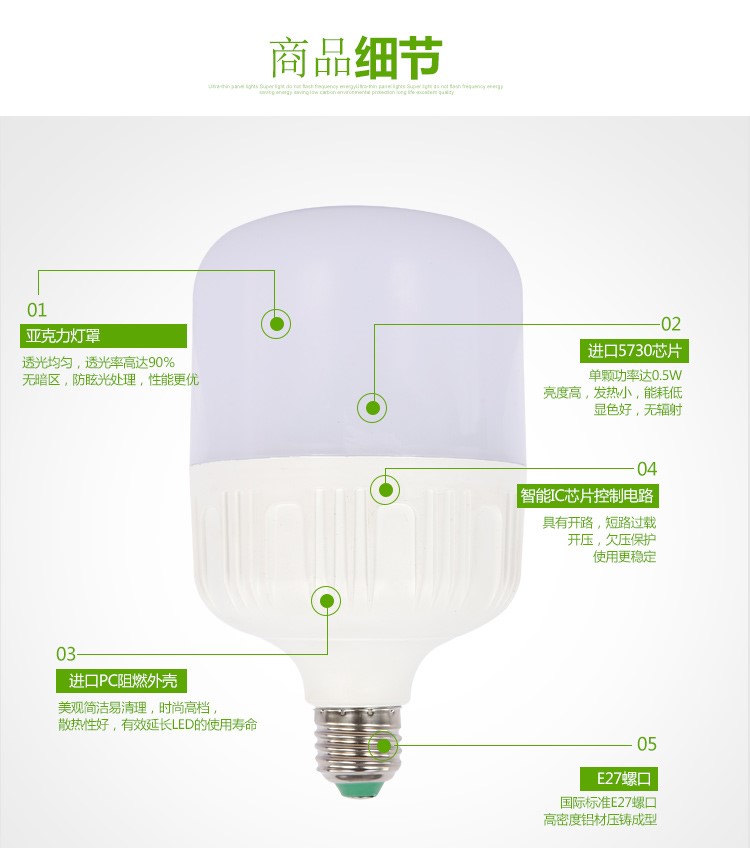 led燈泡 E27螺口家用電防水超亮照明白光節能燈球泡l e d鐏error