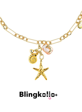 Blingkolio不另可 原创设计天然巴洛克珍珠海星款毛衣链锁骨链