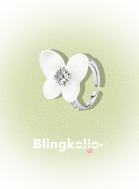 Blingkolio轻奢醋酸蝴蝶旋转戒指