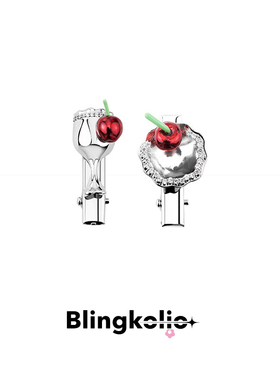 Blingkolio原创设计樱桃苏打金属餐具迷你发夹套装小众设计可爱