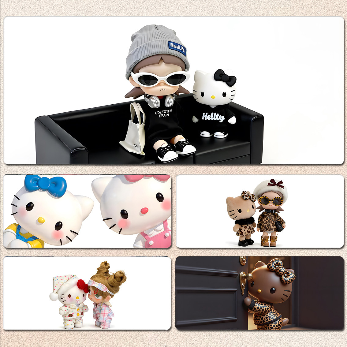 白底HelloKitty可爱个性女生鼠标垫动漫游戏电脑键盘办公宿舍桌垫