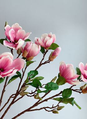仿真玉兰花束家居装饰花艺摆件橙色花朵插花绢花高品质摄影道具