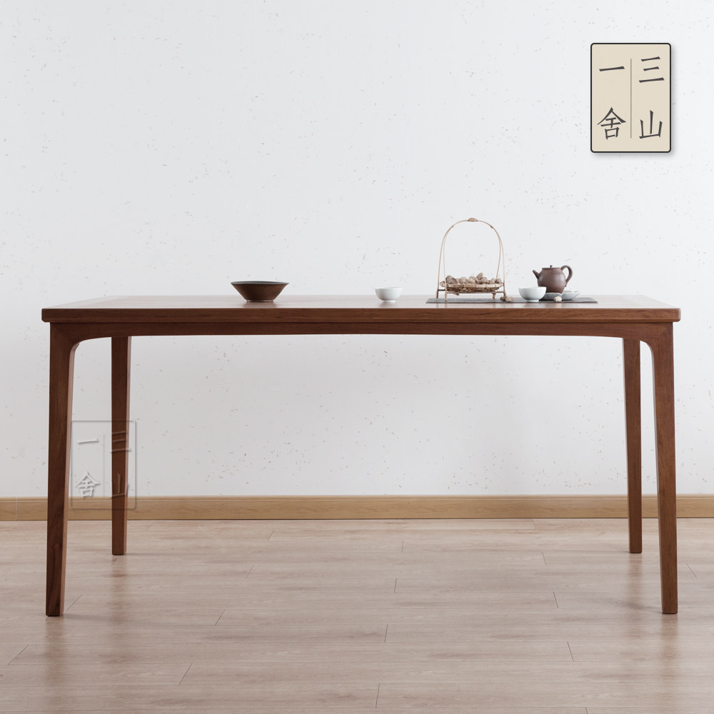 三山一舍新中式轻奢简约黑胡桃木实木长方形餐桌椅组合饭桌子家用|msdalam kategori perabot kediaman, of Tables, meja makan - dari Buy2taobao.com untuk memberikan perkhidmatan ejen Taobao profesional membeli