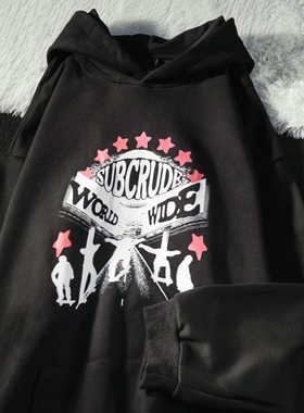 APWSTUDIO美式街头嘻哈连帽套头卫衣男女秋冬潮牌宽松情侣外套ins