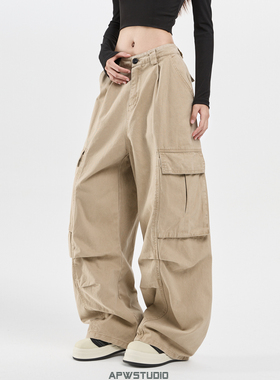 APWSTUDIO潮牌复古阔腿工装裤男女秋季街头宽松百搭直筒休闲长裤