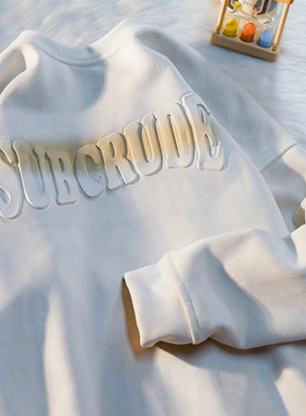 APWSTUDIO美式复古ins字母3D圆领卫衣男chic港风2022新款长袖上衣