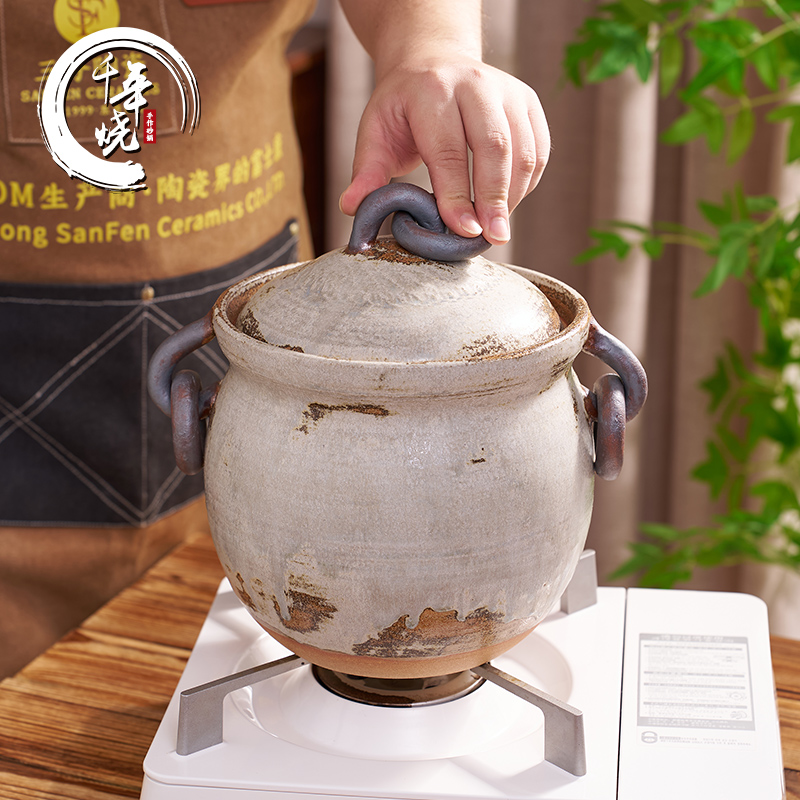 千年烧高颜值手拉胚老式土沙锅煲