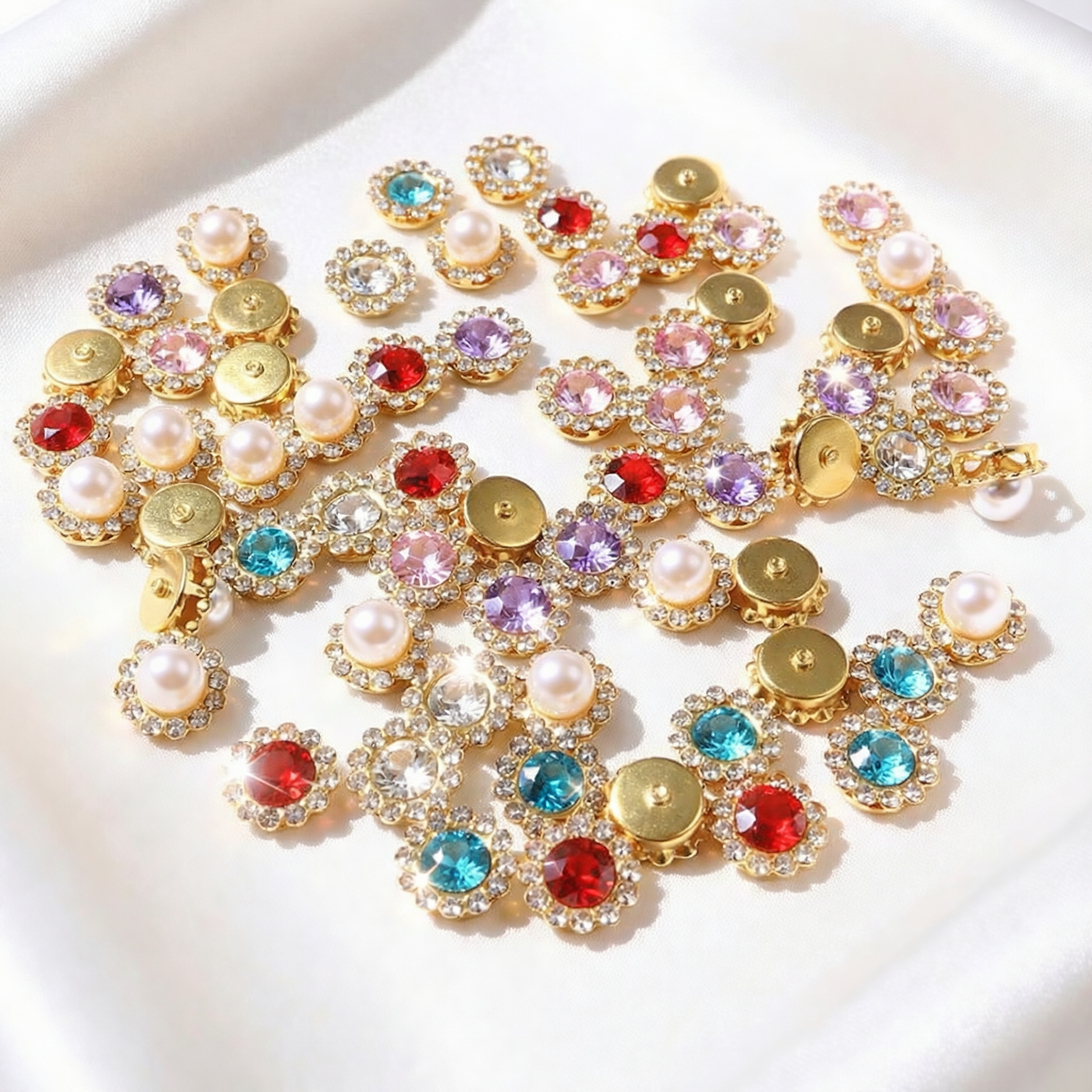 迷你10mm合金镶钻圆形花盘花心太阳花水钻diy圆形花盘钻手工配件
