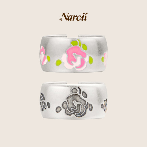 NARCII 「玫瑰碎花宣言戒指」复古手绘冷珐琅指环生日礼物 新品