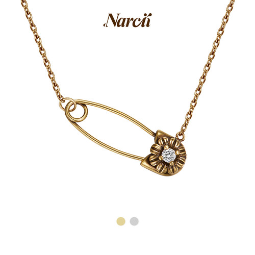 NARCII 「胶囊系列」复古非洲菊别针项链夏日锁骨链生日礼物新品