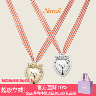 NARCII馥郁莓莓丝带项链高级感女原创设计小众轻奢吊坠锁骨链