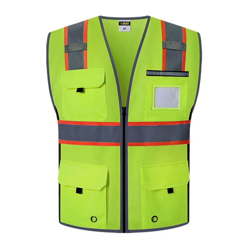 LIKAI反光背心网眼透气工地施工监理骑行安全服交通安全服可印字