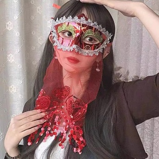 化妆舞会面具鎏金之夜年会晚会假面舞会面罩手持半脸羽毛面具装扮