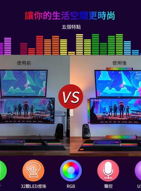 升级版3Dapp智能声控RGB拾音灯桌面车载节奏氛围感应灯LED幻彩灯