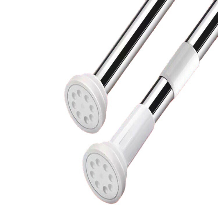 不锈钢伸缩浴帘杆内置弹簧免打孔卧室阳台 衣柜可拆卸晾衣杆