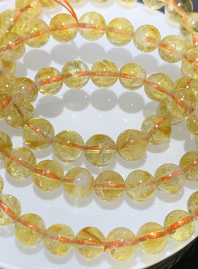 爆款天然黄塔晶黄阿赛手链彩红闪片黄水晶手串高频率水晶饰品