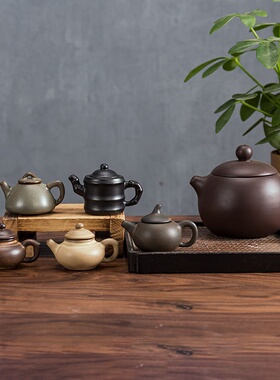 窑变迷你小茶壶可养玩指尖壶茶宠袖珍茶玩功夫茶具家居摆件把把壶
