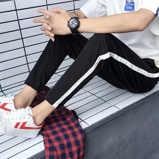 高中生校裤黑色运动裤男女学生校服裤子男长裤一杠白边夏季薄款潮