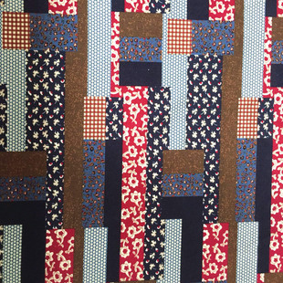 麻棉印花补丁方格子布料 春夏服装手工DIY 裙袍布料背景服装布料