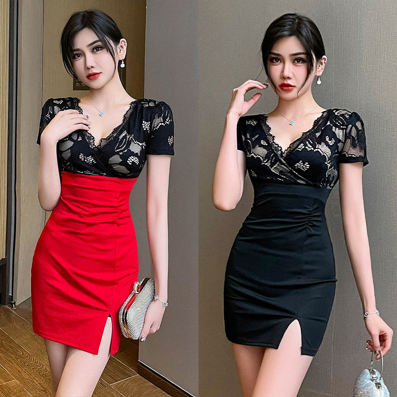 足浴技师工作服夜店性感连衣裙小姐姐遮肚显瘦包臀裙洗浴桑拿1371