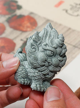 青砂石麒麟茶宠摆件鱼缸造景瑞兽貔貅家居创意国潮桌面茶玩手把件