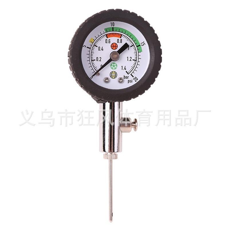 足球气压表指针式带黑色保护套专业球类测量表足球篮球排球压力器
