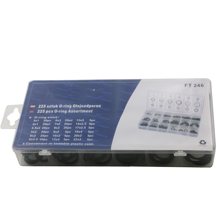 五金工具225pcs密封圈 机修配件密封胶圈密封圈O型圈环保胶圈黑色