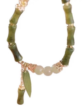 新中式冰透竹节串珠手链女小众设计绕指柔古风竹叶手串送闺蜜学生