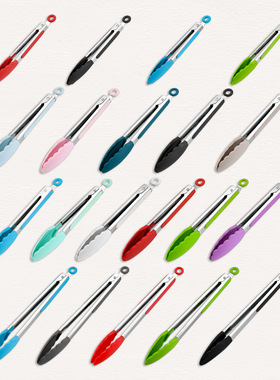 FDA硅胶食物夹彩盒装 7寸9寸12寸耐高温食品夹BBQ烧烤夹面包夹