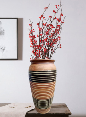 景德镇陶瓷干花花瓶日式装饰品摆件客厅家居创意复古陶艺插花花器