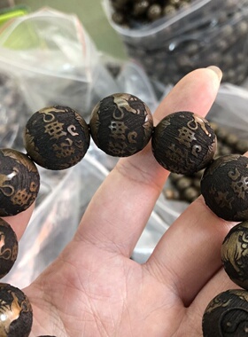 精品阴沉木乌木金丝楠木作精雕刻扭转乾坤20mm佛珠手串手链文玩