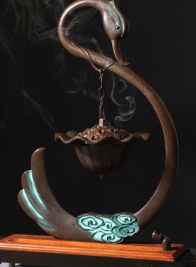 天鹅仿古香炉新中式创意悬挂式熏香炉如意吊炉仿古线香炉家居摆件