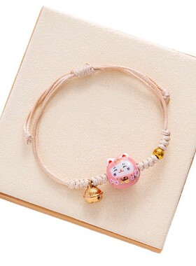 德镇陶瓷福字简约学生猫手工编织手绳女情侣礼物韩版新款摆摊货源