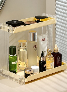 in双层浴室杂物收纳架洗手台桌面置物架亚克力化妆品首饰托盘