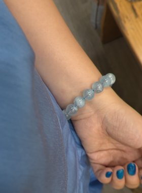 天然海蓝宝蓝天白云属水水晶手链单圈时尚百搭饰品礼物生日礼物