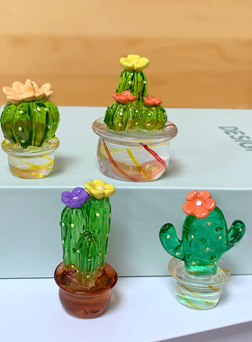 树脂小摆件仿真多肉仙人掌豆芽植物盆栽办公室玻璃汽车装饰摆件