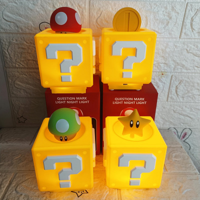 可爱发声蘑菇问号灯金币星星发声音游戏氛围灯五角星儿童小夜灯