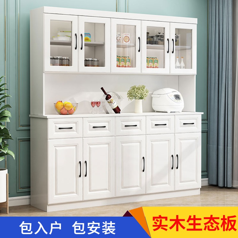 桦崟现代简约实木餐边柜一体靠墙高柜酒柜北欧酒柜白色意式客厅餐边柜摆件饰品床笠拉车
