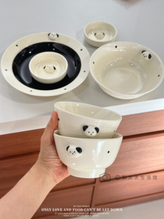 釉下彩可爱卡通陶瓷碗浮雕小狗米饭碗家用创意个性餐盘子乔迁餐具