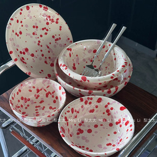 高颜值ins风泼墨气泡陶瓷盘子釉下彩酸奶水果沙拉碗米饭碗家用盘