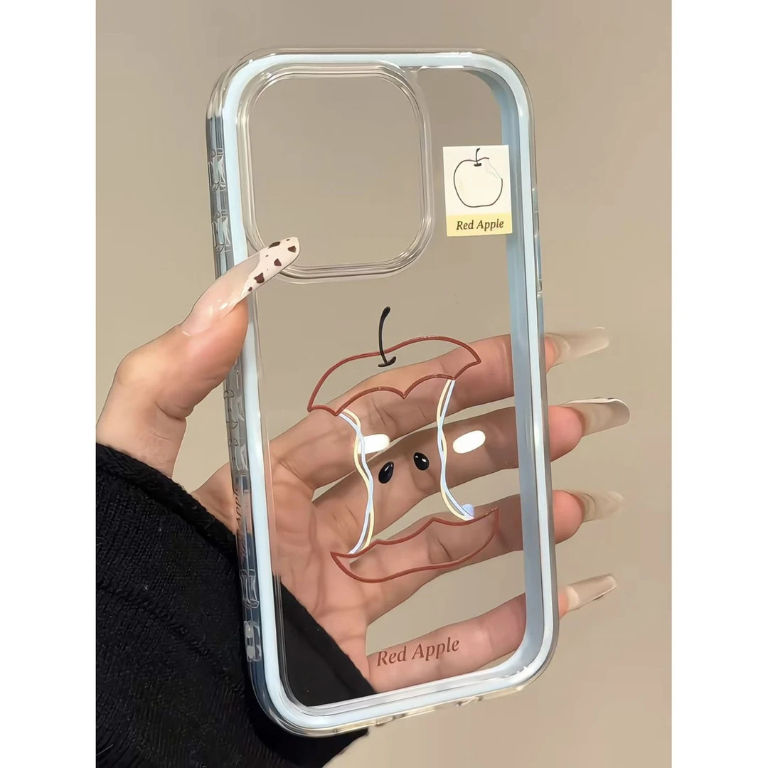 简约线条苹果核适用苹果17/16promax透色手机壳iPhone15plus全包防摔14/13pro高颜值XR小米15vivo华为p70oppo