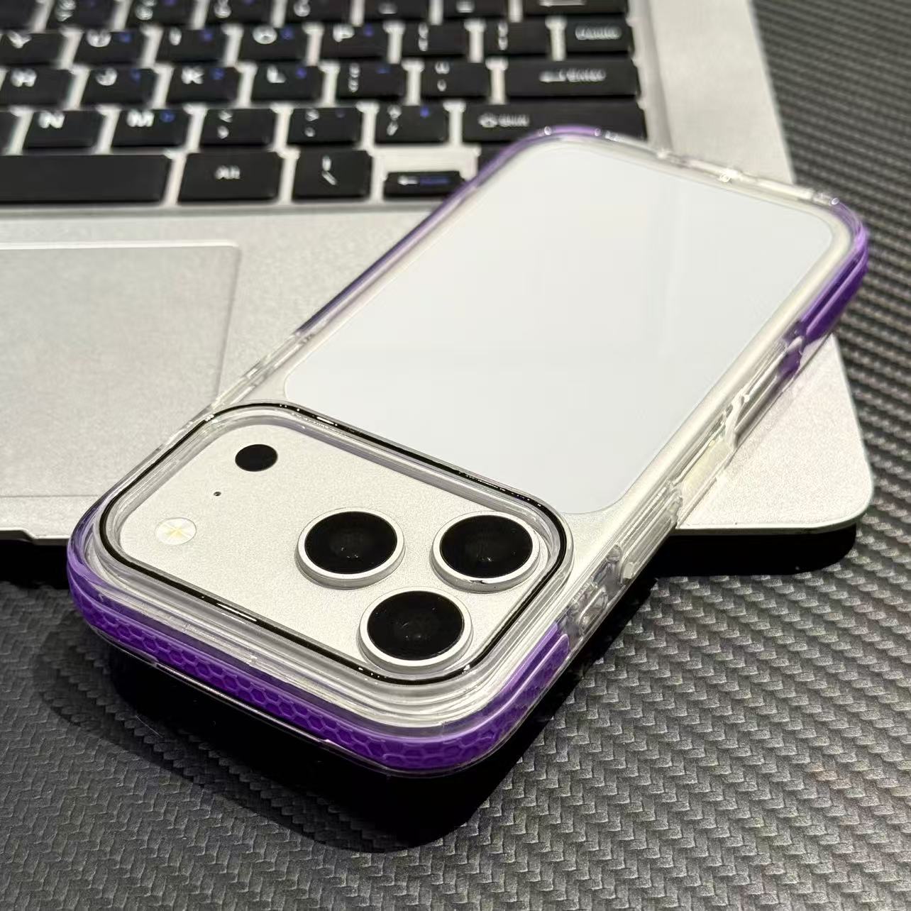 小众撞色足球纹边框适用于苹果16/17promax手机壳透明适用iPhone15plus/14防滑纹13pro/12情侣款14Pro保护套