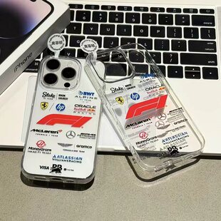 简约F1车标适用iPhone17promax/16pro/16promax/15pro/14plus高透防摔17pro手机壳华为p70vivo小米15oppo保护
