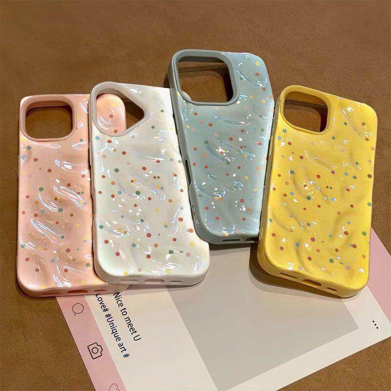 韩风彩色波点适用苹果17promax陨石纹手机壳iPhone16/15/14pro全包防摔16plus小众创意15/14/13/12肤感软套11