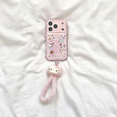 冬季毛绒kt猫挂绳适用苹果17promax手机壳iPhone17/16/15/14pro气垫硅胶防摔14/13/12/11全包软套13pro女款套