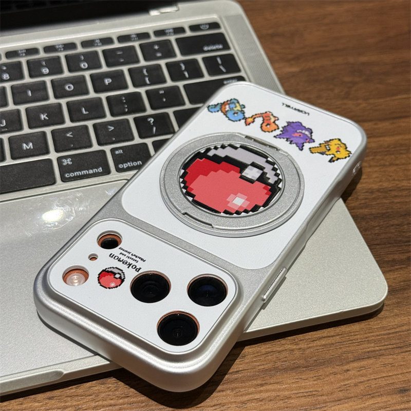 放大版精灵球像素宝可梦支架适用苹果17/16promax电镀手机壳iPhone15/14pro防摔AIR华为p70vivo小米17oppo套